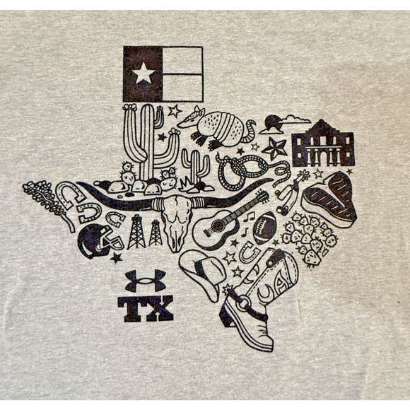 Under Armour Shirt Mens Medium Gray Texas Graphic Tee Short Sleeve Athletic - Picture 4 of 5